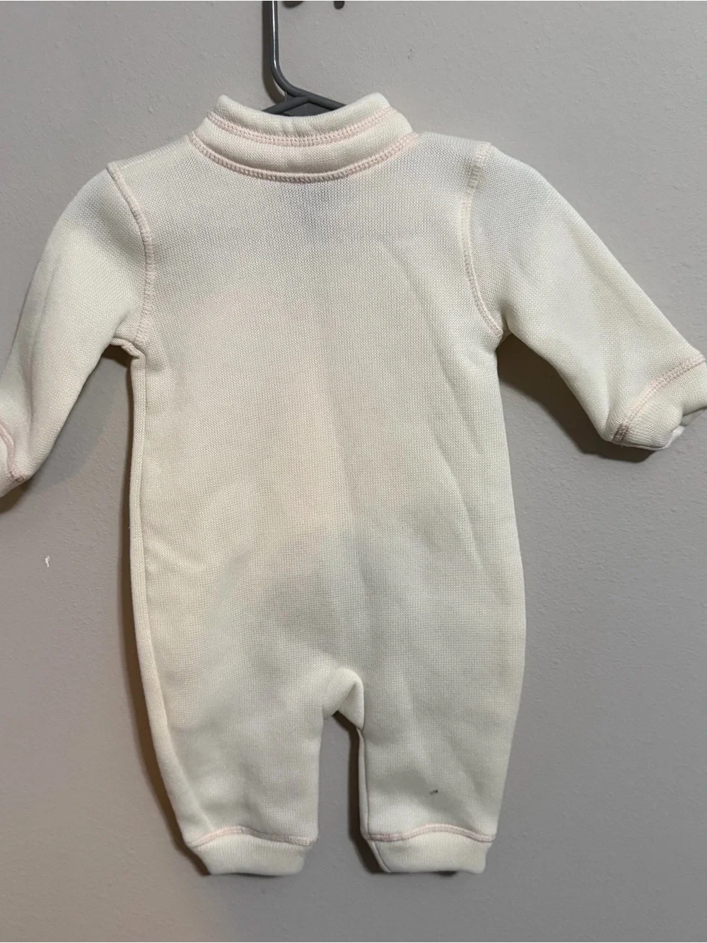 Eddie Bauer Baby Girl Fleece One Piece Pink Cream Zip Up Outfit 3-6M - Picture 5 of 5